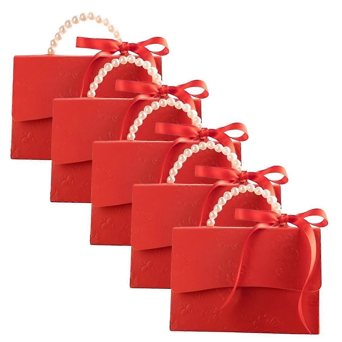 Stilvolle geprägte Geschenkbox mit Satinband und Perlengriff, Valentinstag Geschenkbox B
