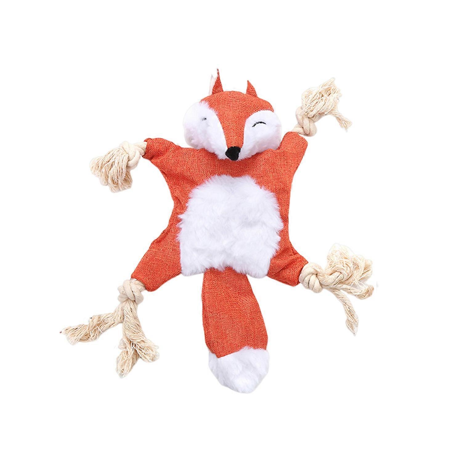 Pet Toy Plush Fox Raccoon Squirrel Shape Dog Chew Toy Interactive Pet Squeak Toy Bite-Resistant