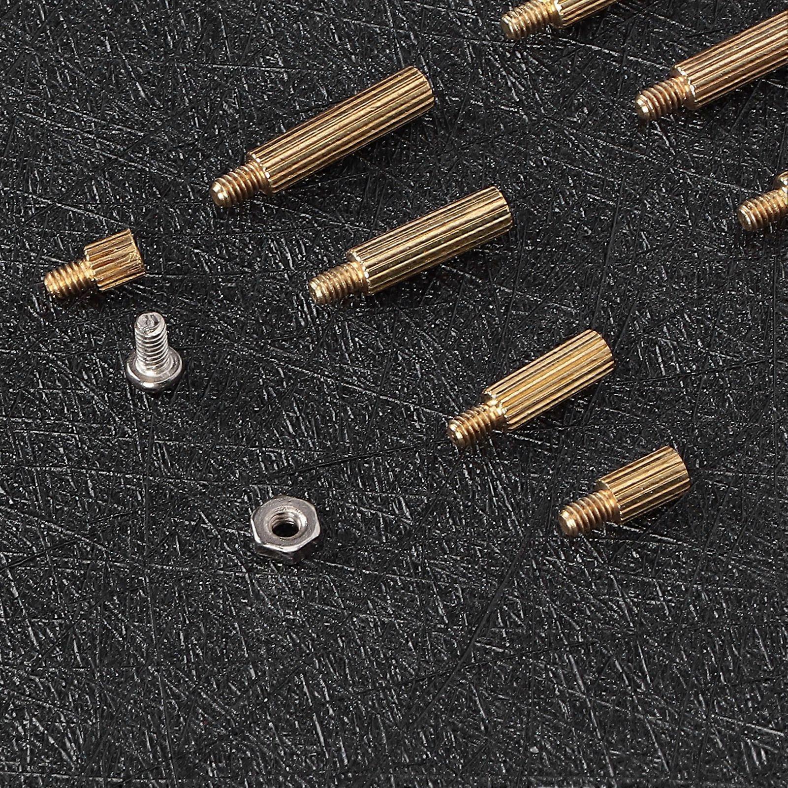 270 Pcs Brass Knurled Standoffs Single Head Spacers Nuts and Screws Assortment Kit M2 Combination