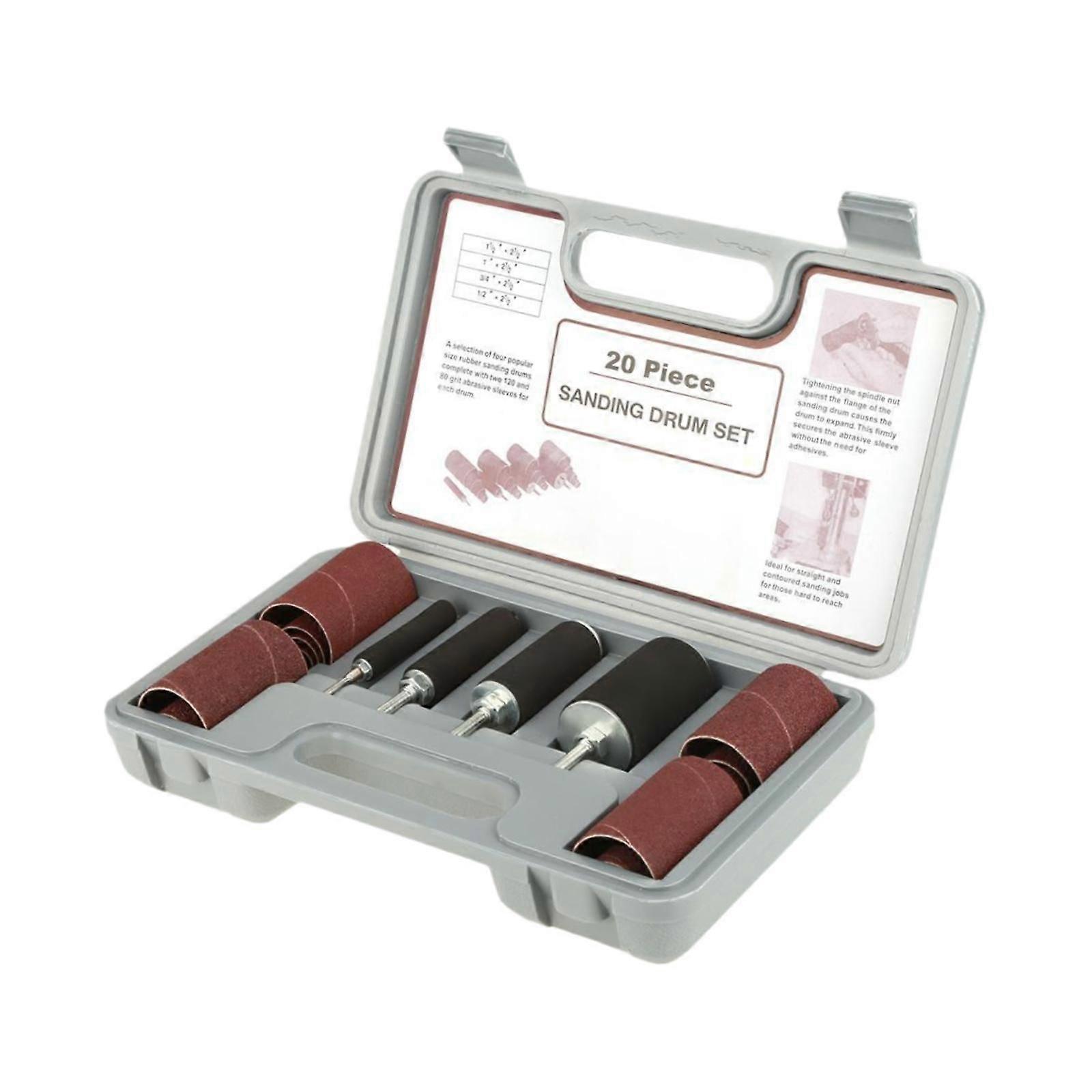 20Pcs Sanding Drum Sander Tool Kit with Case for Carpentry Carpentry Hobbies