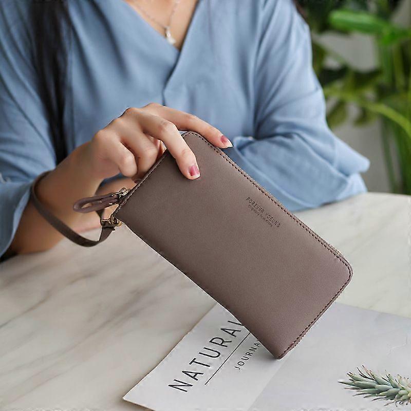 محافظ للنساء تحجب الرمز البريدي الجلدي حول المحفظة سعة كبيرة محفظة طويلة بطاقة الائتمان القابض نوع المعصم 6