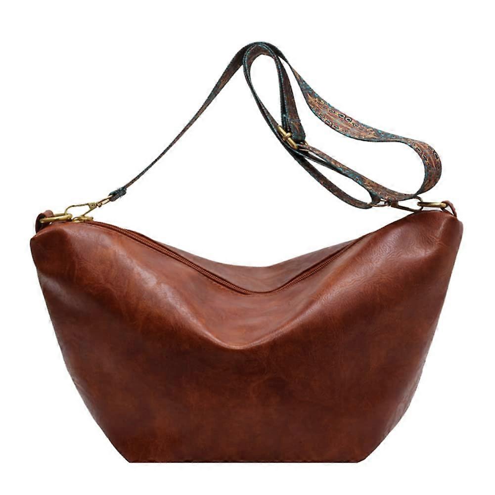 ソフトレザーショルダーバッグワイドストラップ付き女性用ラージクロスボディバッグラージレザーバッグショルダーバッグホーボーバッグビンテージ