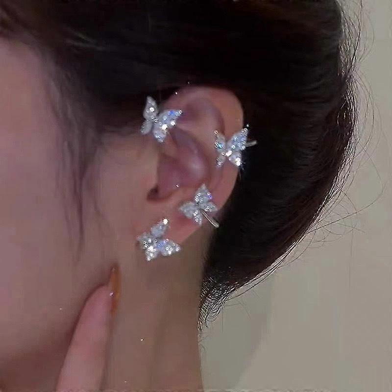 1PC Butterfly Ear Clips Without Piercing for Women Sparkling Zircon Ear Cuff Clip Earrings
