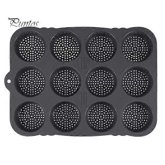 Bread Mold Non-Stick Silicone Hamburger Bun Pan with Mesh Air Hole Design 12 Grids Baking Mold for Kitchen