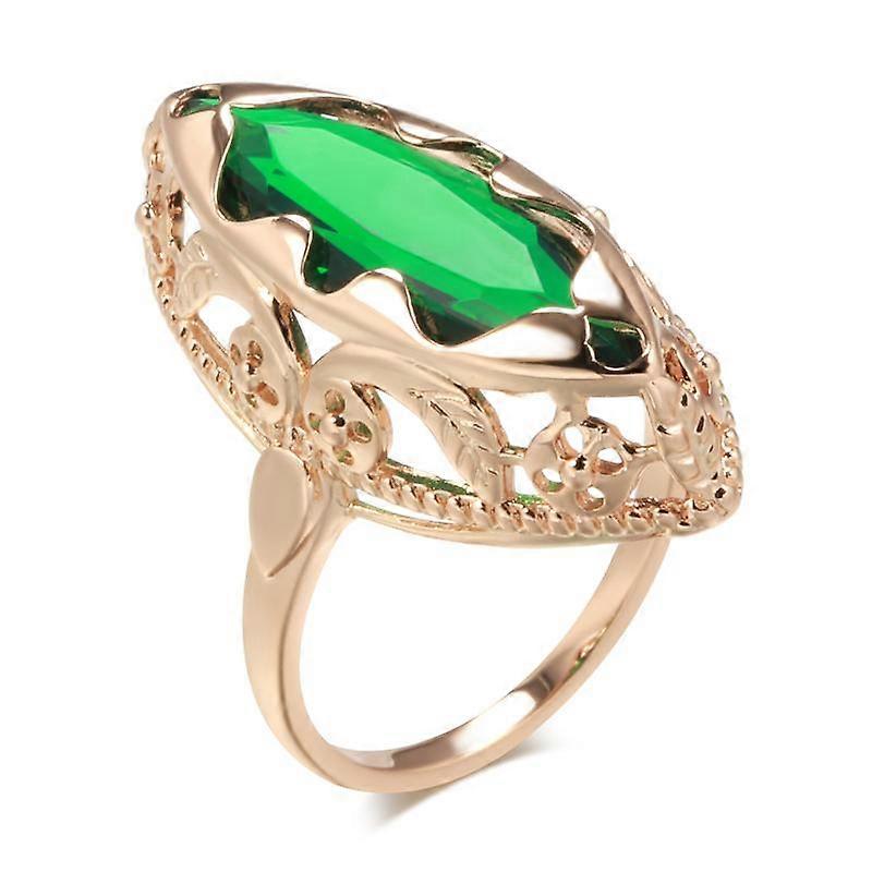 Exaggerated Wave Texture Red Green Blue Zircon Large Rings for Women Gold Color Vintage Jewelry