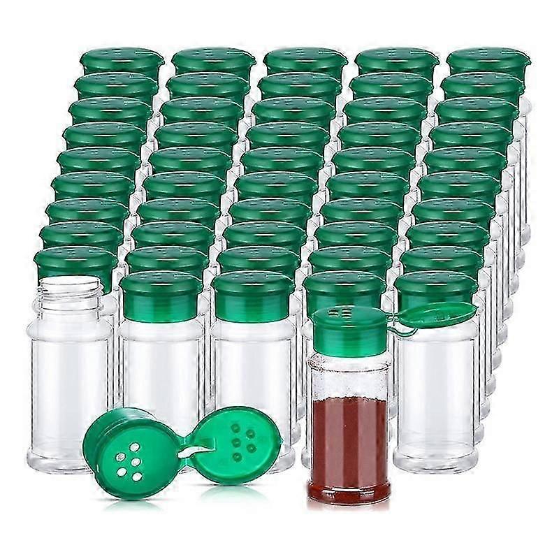 50Pcs Plastic Spice Jars with Shaker Lids Spice Containers Plastic Spice Bottles Seasoning Shaker Jars 3.3Oz/100Ml Green jn