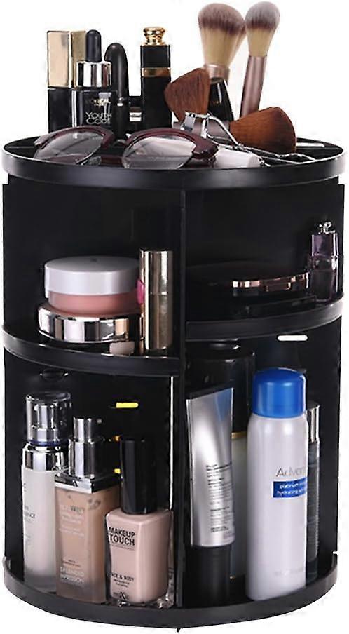 Makeup Storage 360 Degree Rotating 8 Layers Round Cosmetic Organizer (Black)