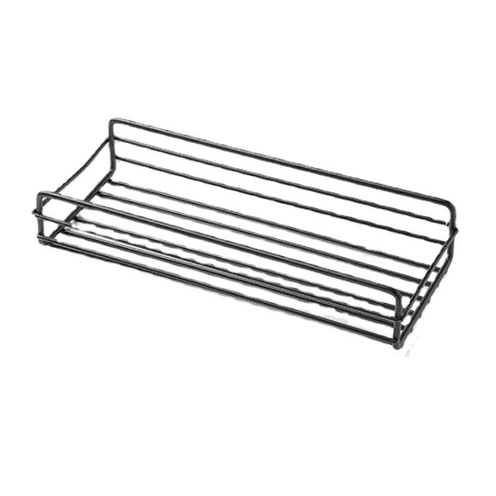 Wall Shower Rack Rustproof Rectangular Storage Shelf Organizer for Bathroom Kitchen Balcony Black