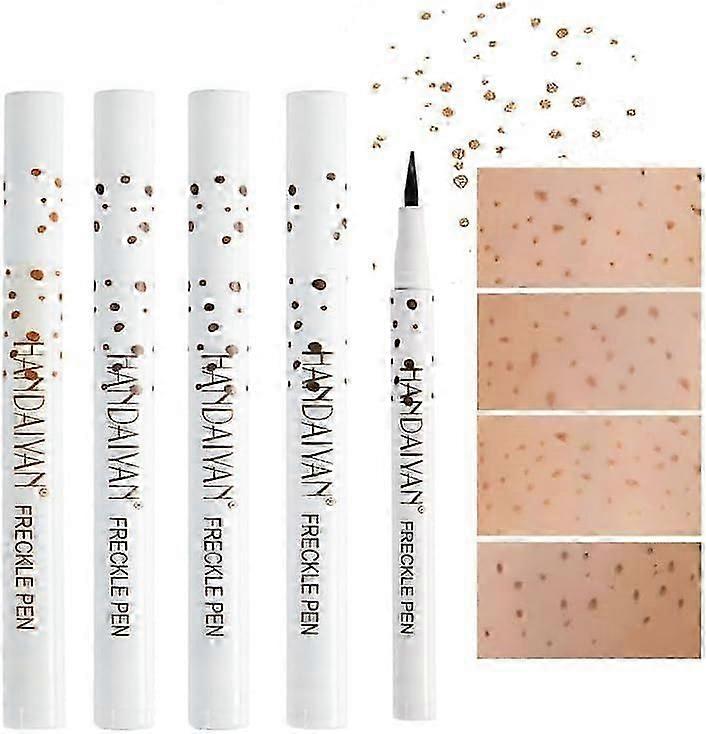 4 Colors Freckle Pen, Lifelike Freckle Makeup Pen, Point Out Natural Waterproof Longlasting Artificial Freckles, Fine Makeup Freckle Pen