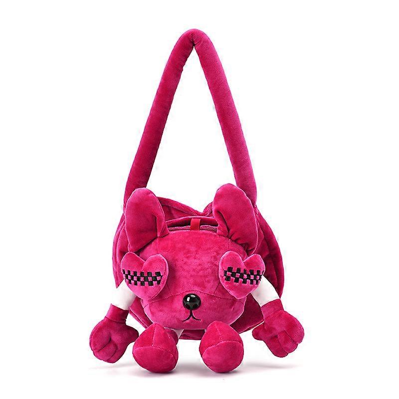 漫画の犬の装飾と人形のハンドバッグのぬいぐるみふわショルダーポーチサッチェル携帯電話財布女性のためのギフトレディースGワインレッド