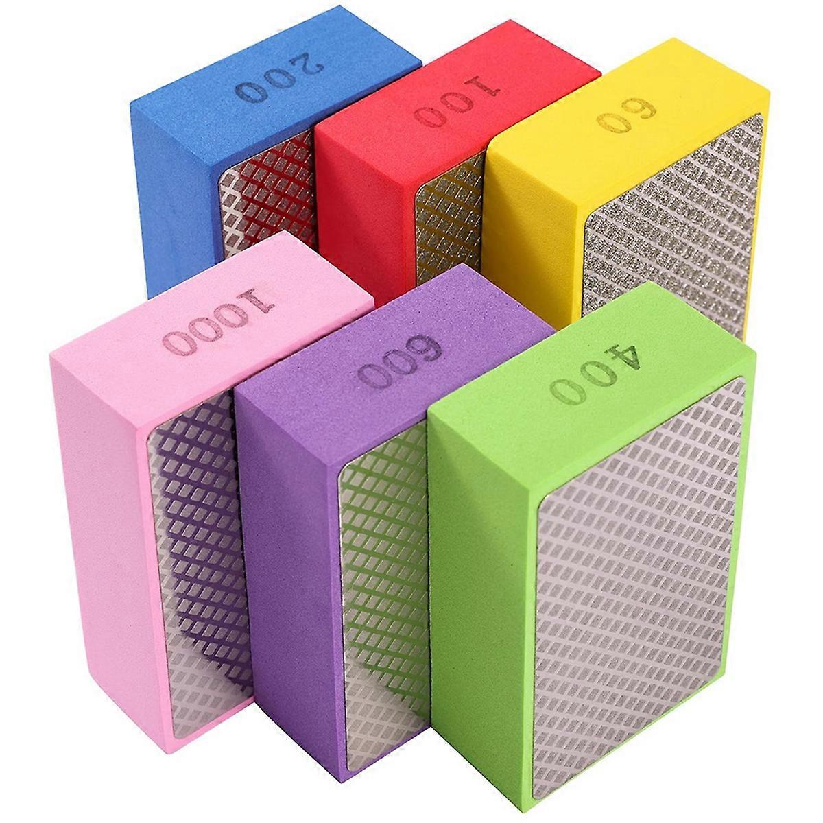 6PC Diamond Hand Polishing Pads,60/100/200/400/600/1000 Sanding Block
