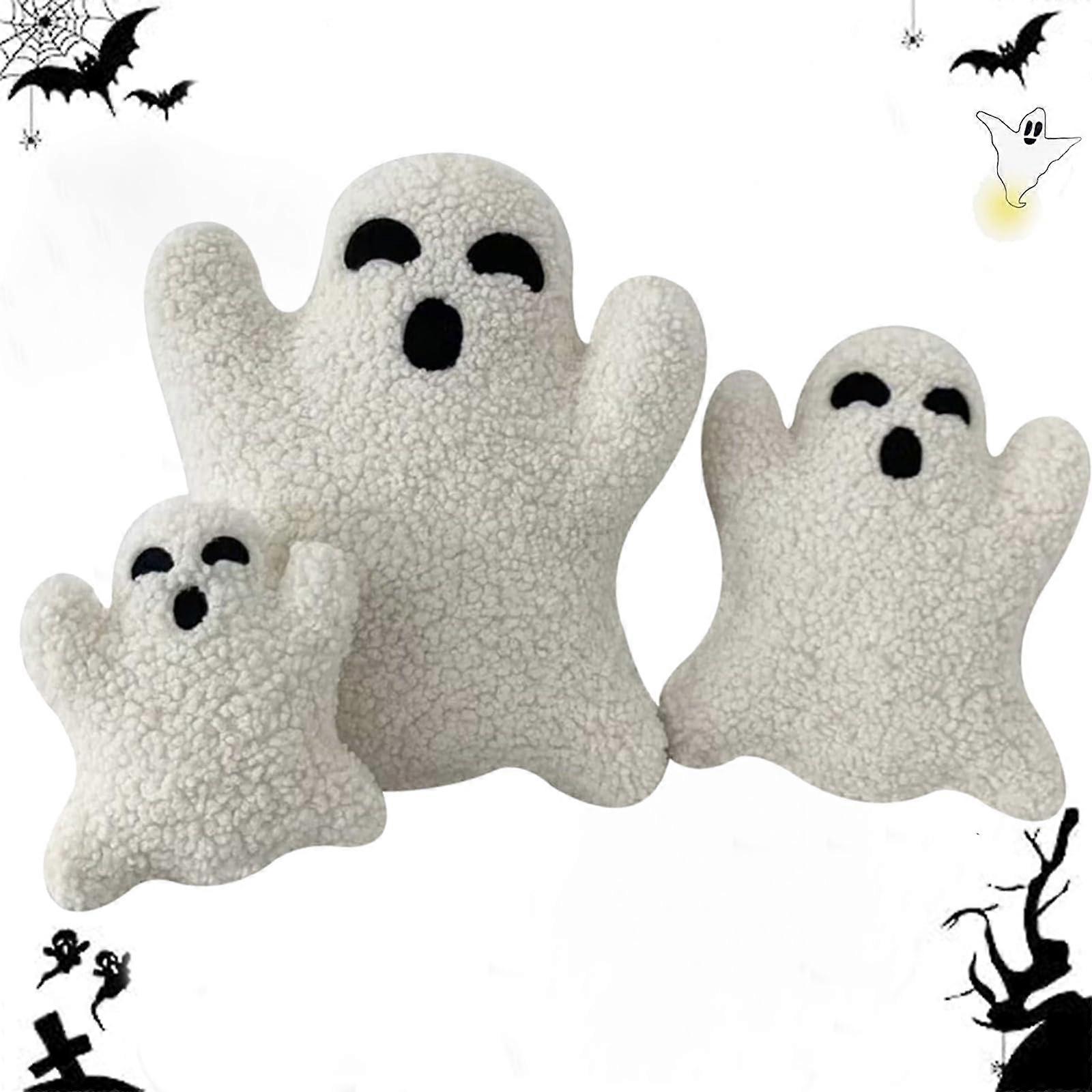 3 PCS Cute Ghost Spooky Halloween Pillow Set for Kids, Soft Plush Decorative Cushions, 12x12 Inches