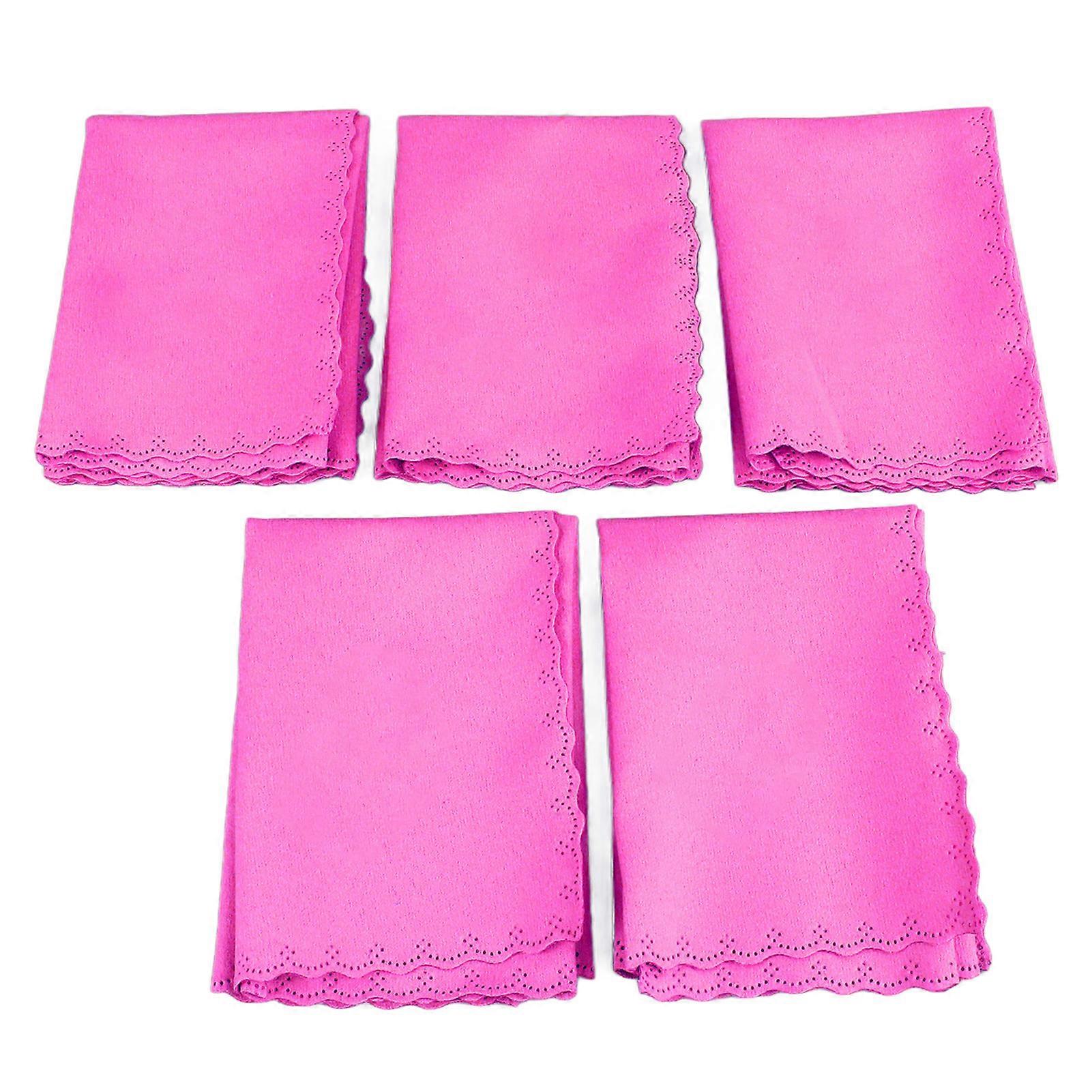 5PCS Piano Cleaning Cloth Musical Instruments Polishing Cleaning Cloth for Guitar Bass Violin Rose Red
