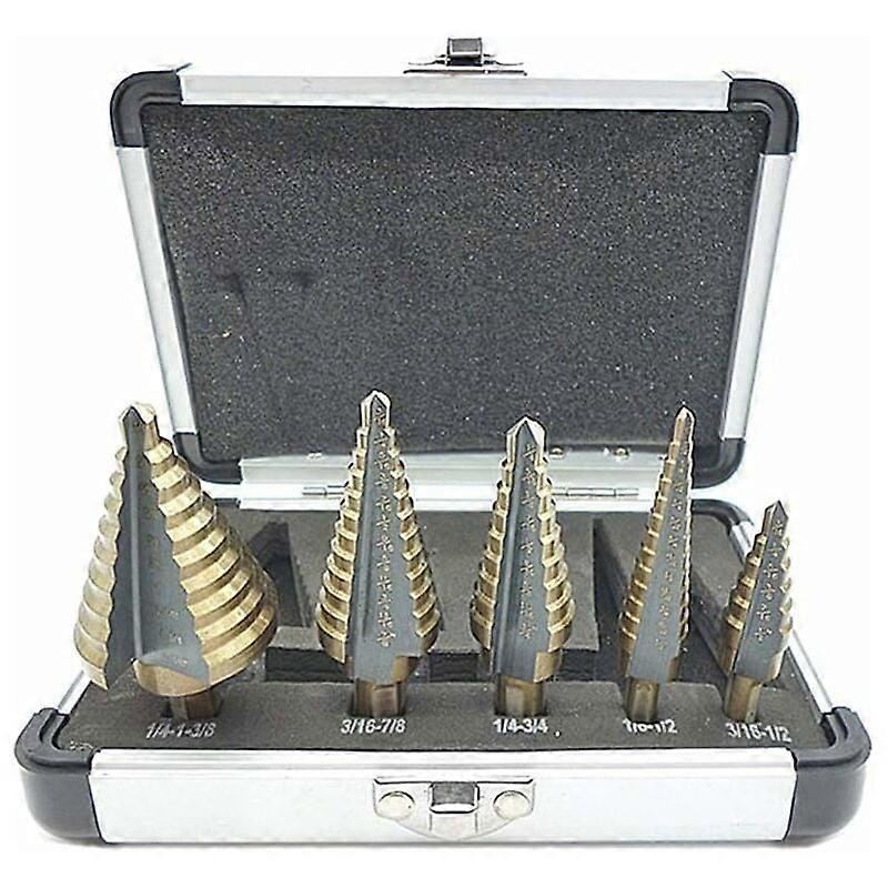 5 PCS Countersink Drill Bit, Step Drill Bit, with Professional Aluminum Housing, Hexagonal Shank, with Automatic Centering Buffer, Precise Drilling
