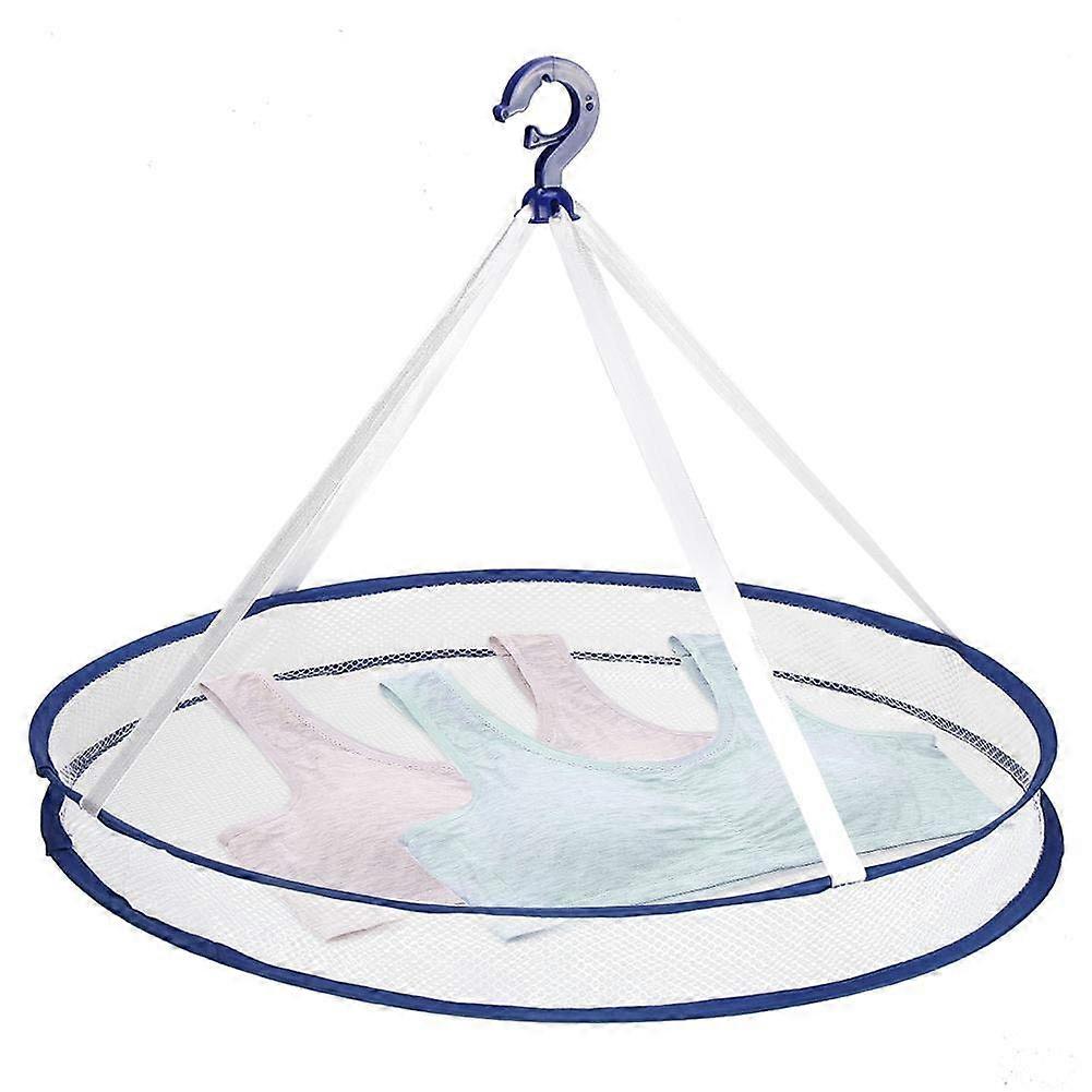 Folding Drying Rack for Clothes - Single Layer Laundry Basket with Anti-Wind Hooks for Sweaters and Delicates