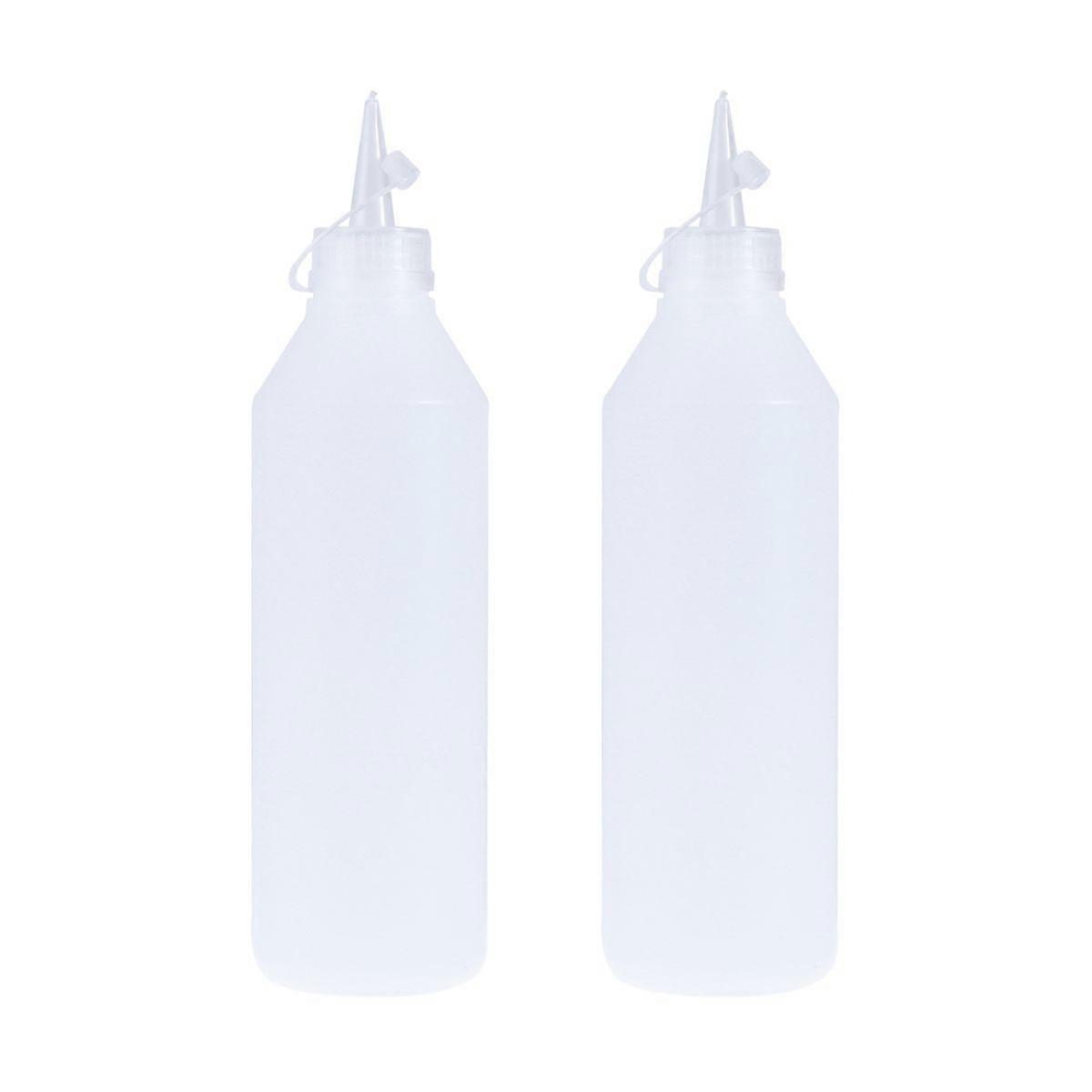 2PCS 500ml Plastic Squeeze Bottles With Leak-Proof Caps Dispenser For Liquid Glue(White)