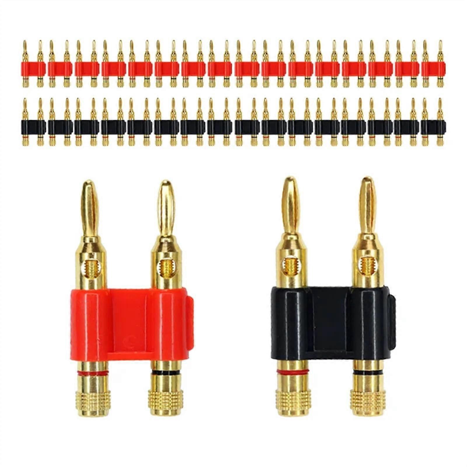 8PCS 4mm Double Row Banana Connector Gold Plated Speaker Adapter Two-Position Audio Cross(8Pcs Mixed)