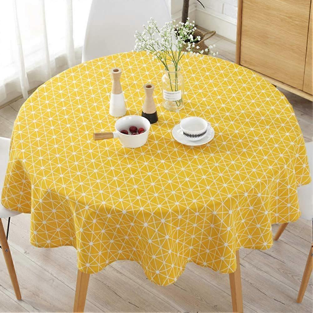 Masa Örtüsü, Yıkanabilir Yuvarlak Çizgili Çiçekli Nordic Twill Yemek Odası Dekoratif Örtü Sarı Noel Piknik için