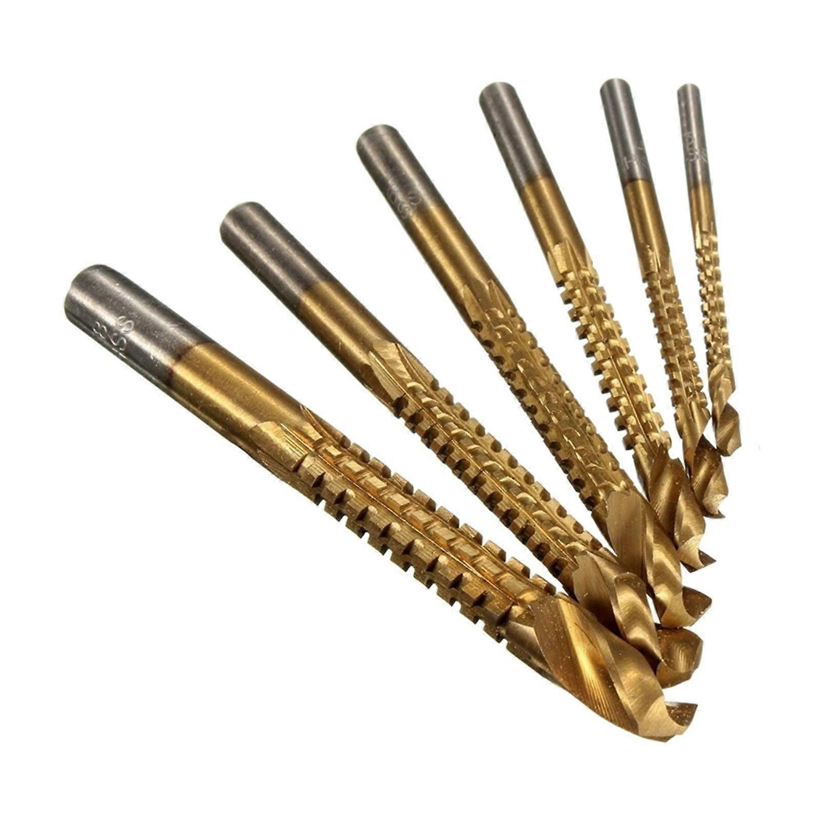 Manual Craft Drill Twist Drill Bit 6 Highspeed Steel Milling Cutter Sets Wood Drill Bit Drill Set For Wooden Metal (Color : Gold)