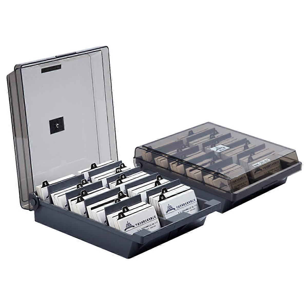 Business Card Holder Case Box Business Name Card Index Card Filing Box with Dividers A-Z Cards Name Card Storage