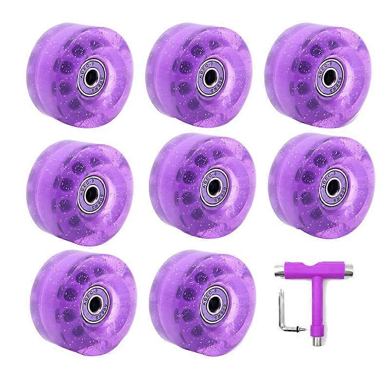 Paquet de 8 roues de patin à roulettes 32 x 58 mm 82A avec roulement, avec planche à roulettes multifonction