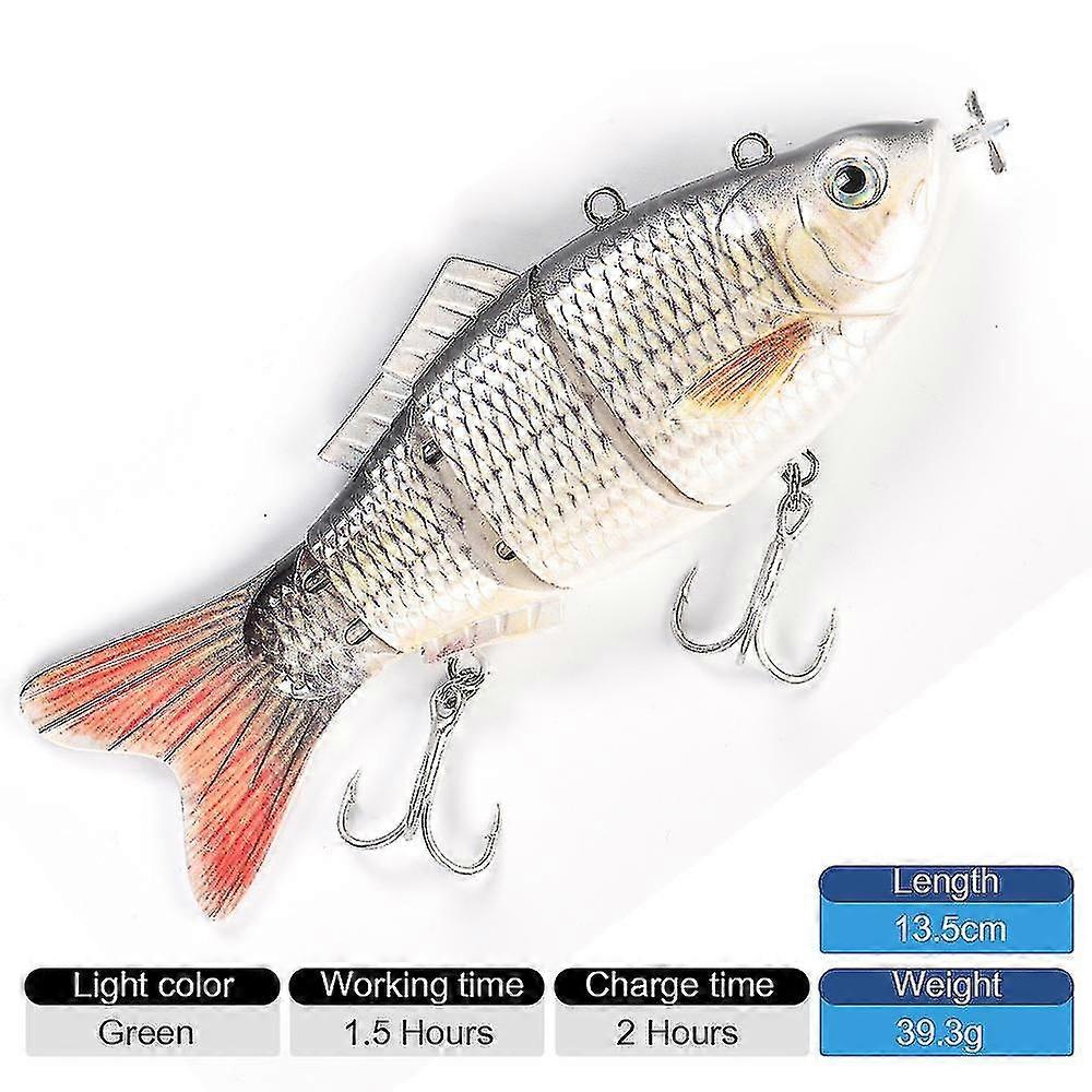 Robotic de înot atrage de pescuit Auto electric Lure Bait Wobblers pentru 4-segement Swimbait USB reîncărcabile intermitent led-uri de lumină, pescuit E