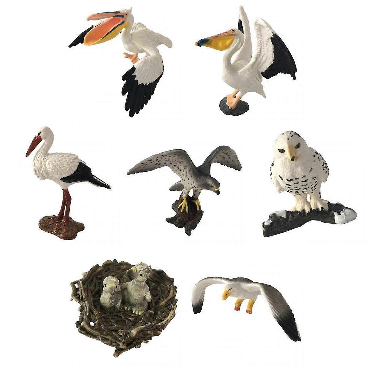 7 Pieces Realistic PVC Bird Model Figurine Toy Collectables Flying Bird Animals