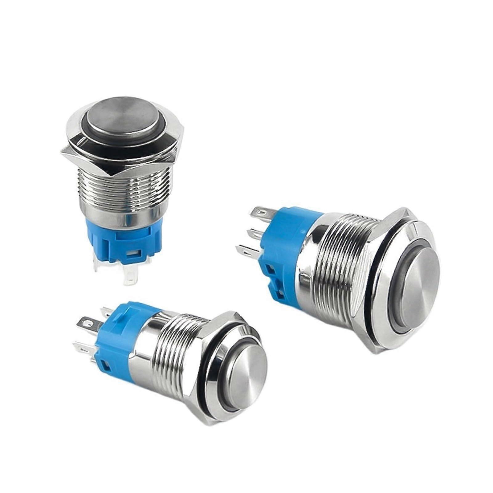 16/19/22mm High Head LED Metal Button Switch Waterproof 12V Latching Self Locking with Power Symbol for Automotive Use