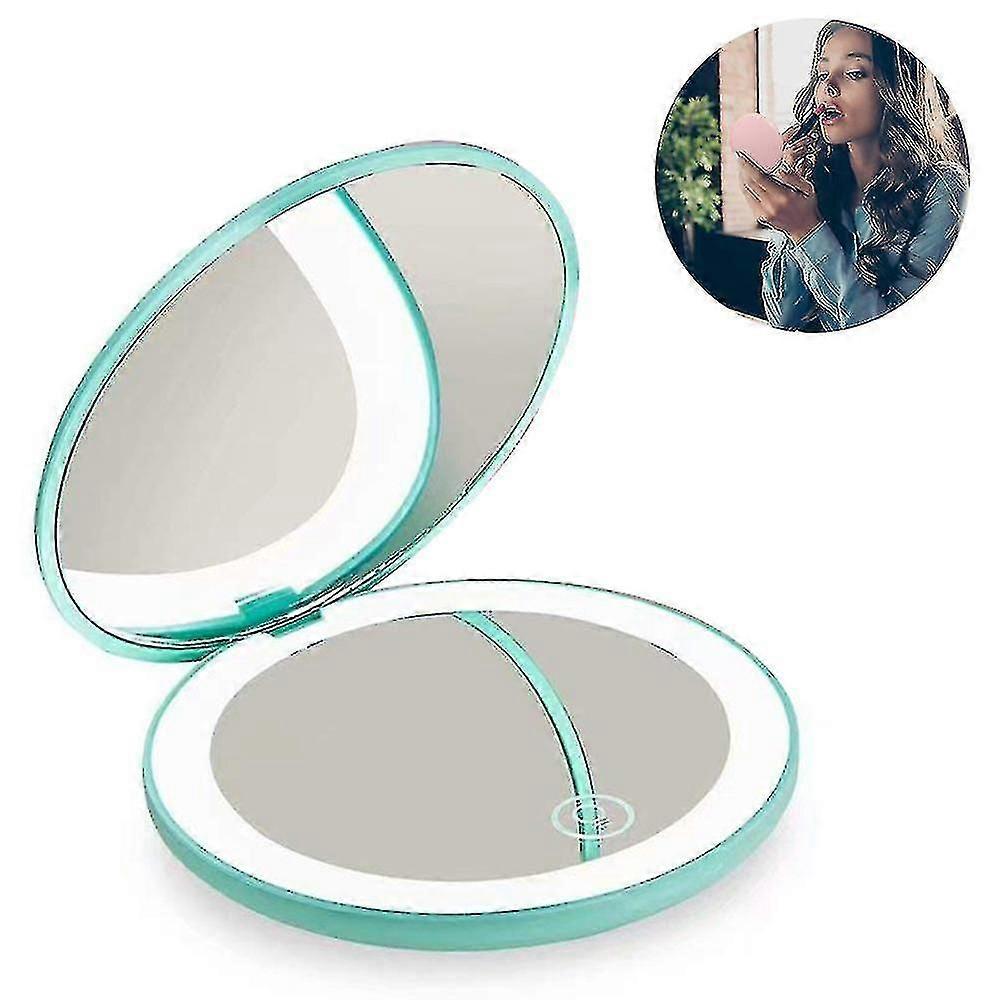 3 Color Compact Rechargeable Lighted Makeup Mirror,1x And 10x Magnifying