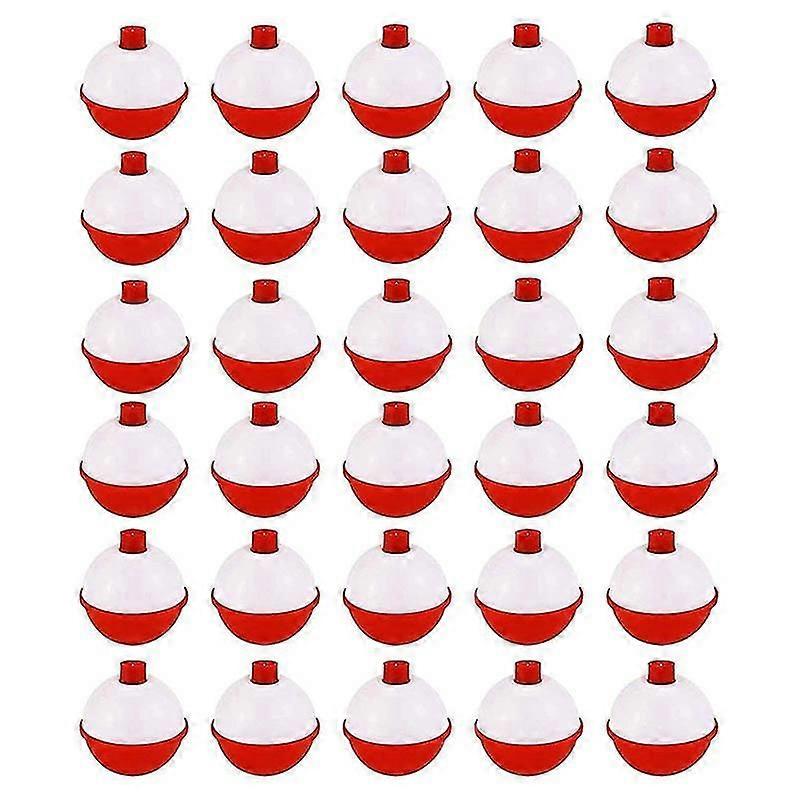 30Pcs Fishing Bobbers 1 Inch,Push Button Snap-on Fishing Floats Red and White,Fishing Float and Bobbers