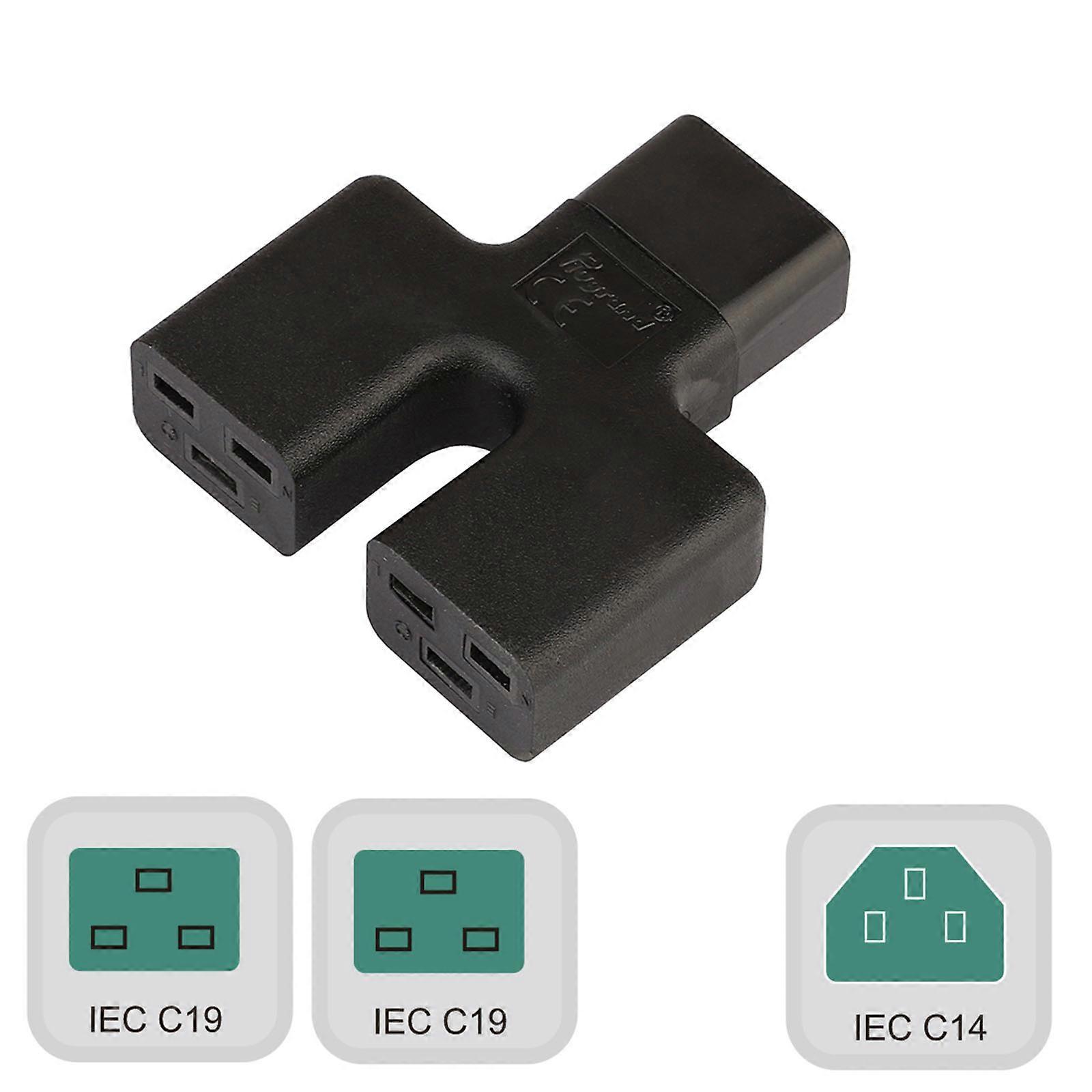 IEC320-C14 Male Plug to IEC320-C19x2 Female Socket Adapter PDU-server 3-pin Connector Interfaces Power Supply Converter