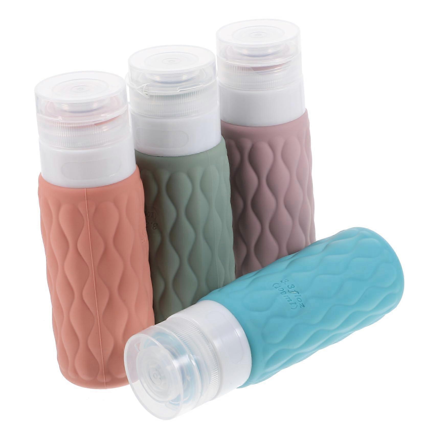 Travel Bottles Set 4pcs 100ml Silicone Travel Containers Pump Shampoo Conditioner Bottles