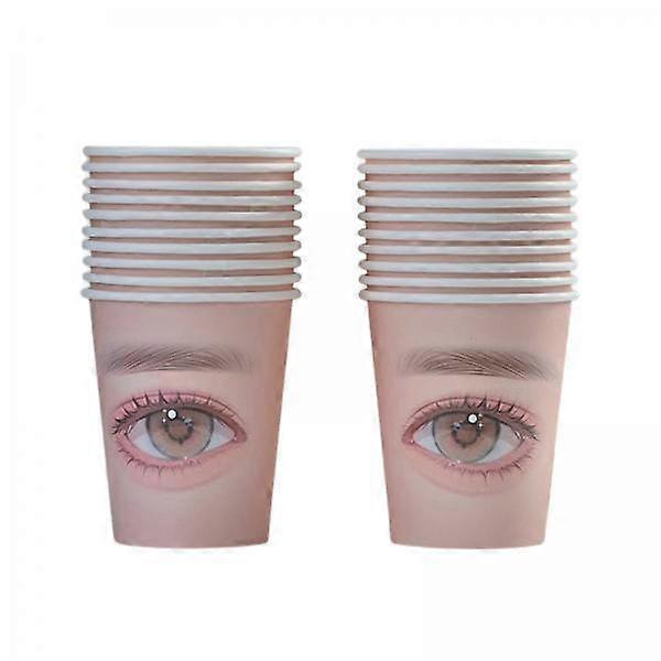 2x 20 Pieces Eyelash Practice Paper Cup Grafting Eyelashes Lash Extension