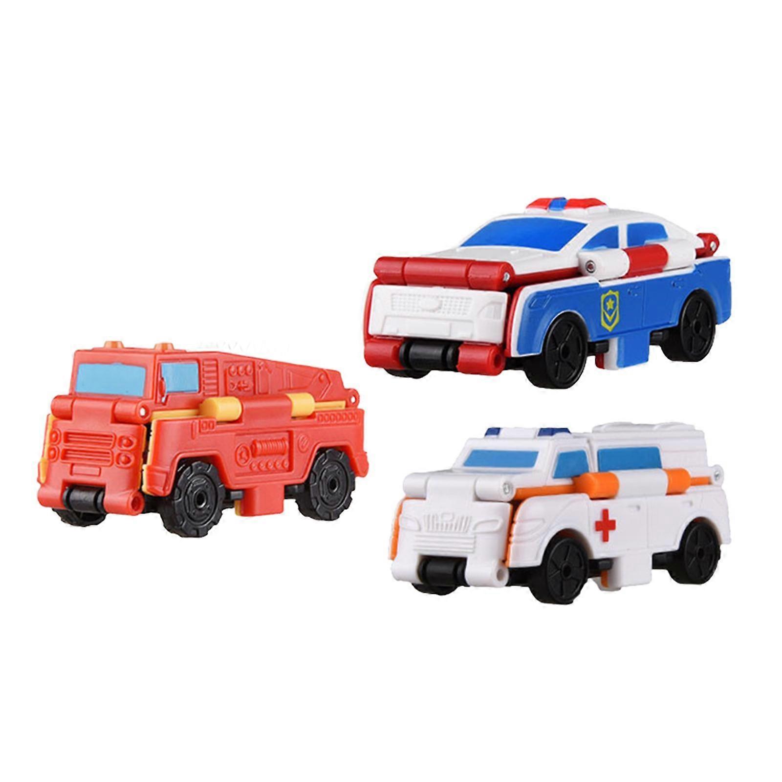 3x Transformable Cars Compact Collectible Mini 2 in 1 Car Toys Flip Racers for