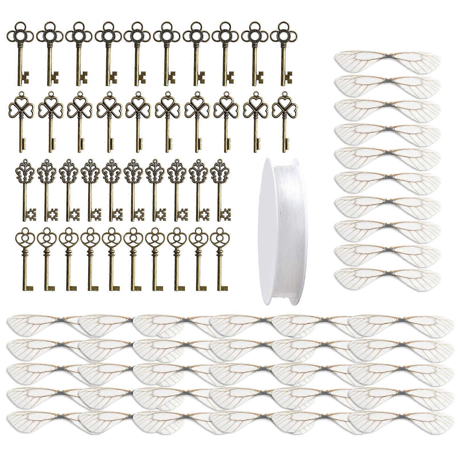 DIY Handmade Accessories with Dragonfly Wing Charms Retro for Key for Protection Lucky Halloween Magic Flying for Key Pe Multicolor