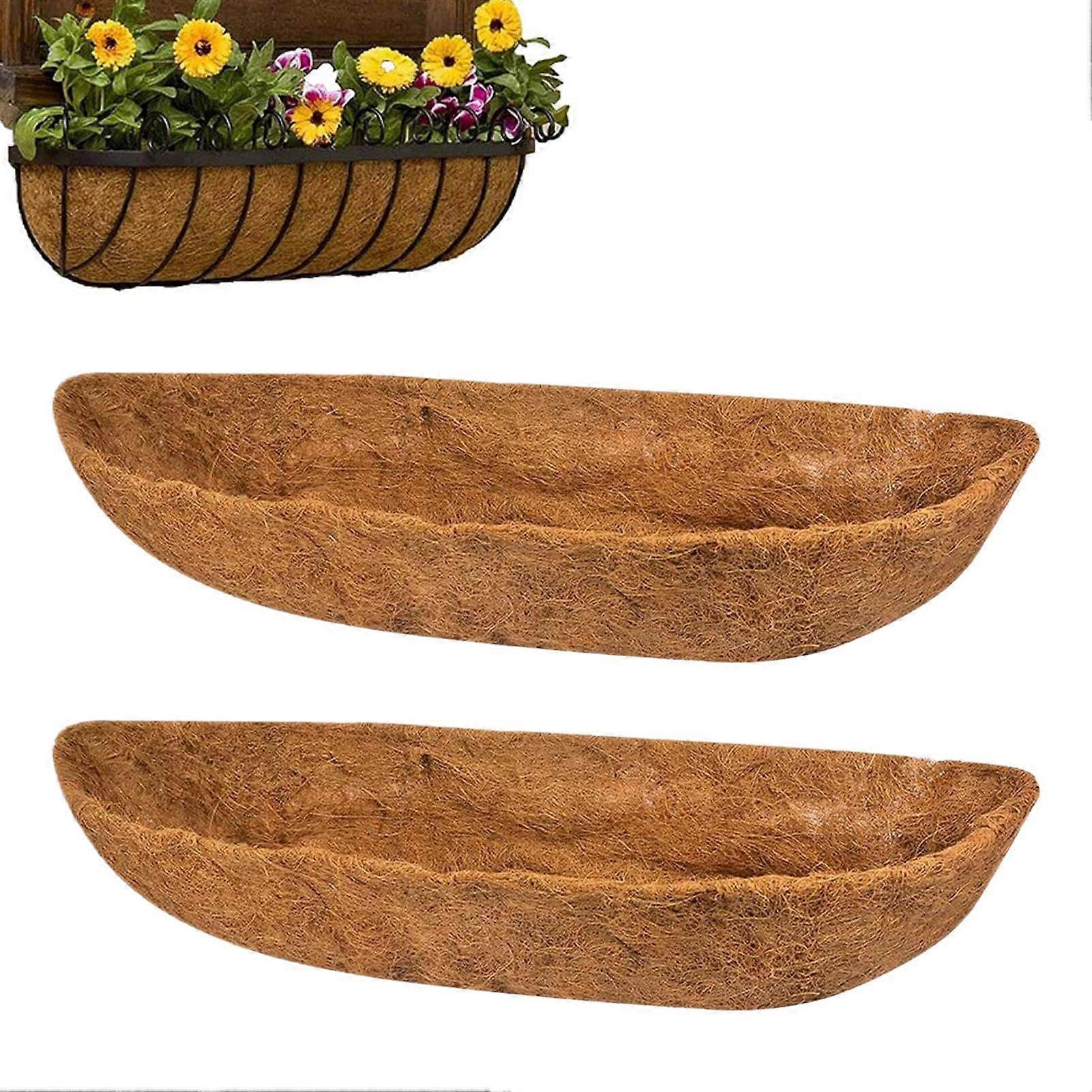 Hanging Basket Liners 24' 30' 36' Coir Liner Wall Trough Planter Window Box Replacement C Coco Liners for Hanging Baskets 2 Pack