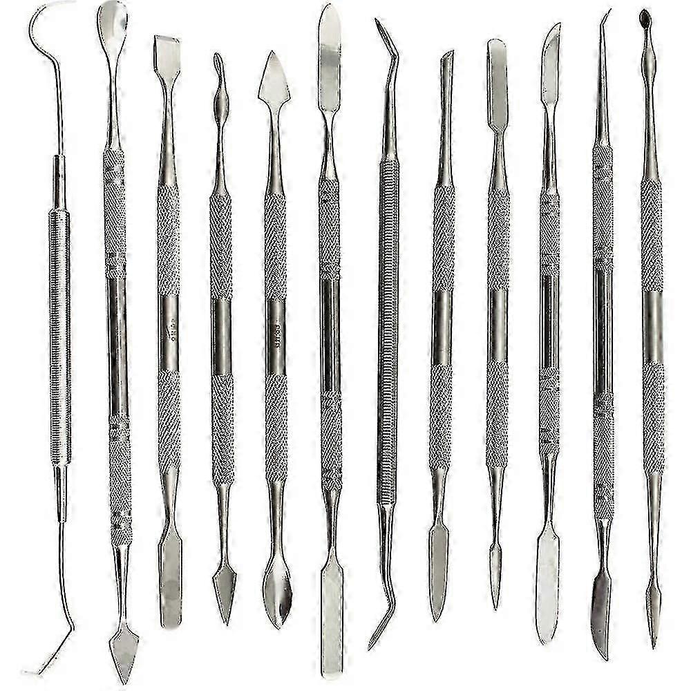 12 stuks wassnijders set dubbelzijdige tandheelkundige was modellering sculpting tools tandheelkundige picks polymeer potter