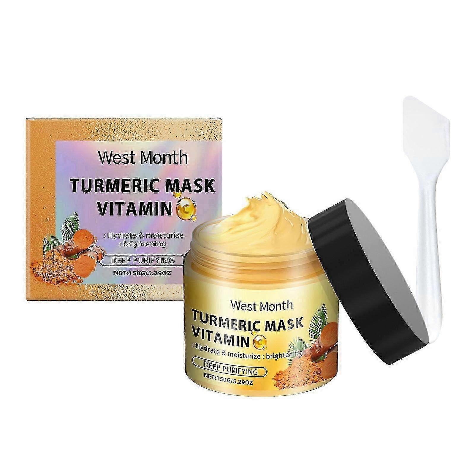 West Month Vitamin C Turmeric Clay Mask Face Cleansing, Hydrating And Moisturizing Skin Daub-Type Vitamin C Clay Mask