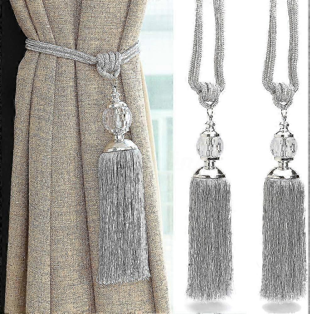 Crystal Beaded Tassels Curtain Tiebacks, Suitable for Various Curtain Styles, A Pair of Elegant Holdbacks