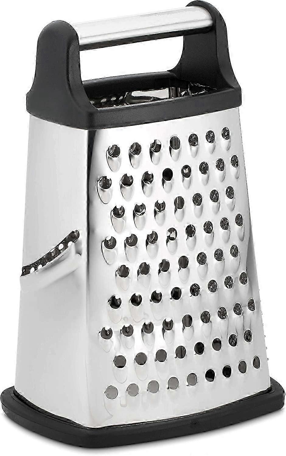 Premium Stainless Steel Box Grater with 4 Sides, Ideal for Grating Parmesan Cheese, Suitable for Various Cooking Needs, Black