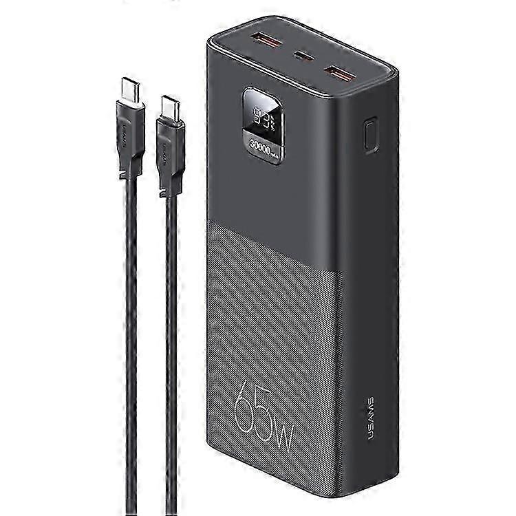 USAMS Yattu 30000mAh باور بانك 65W PD طقم شحن سريع 100 واط من النوع C حزمة بطارية خارجية محمولة