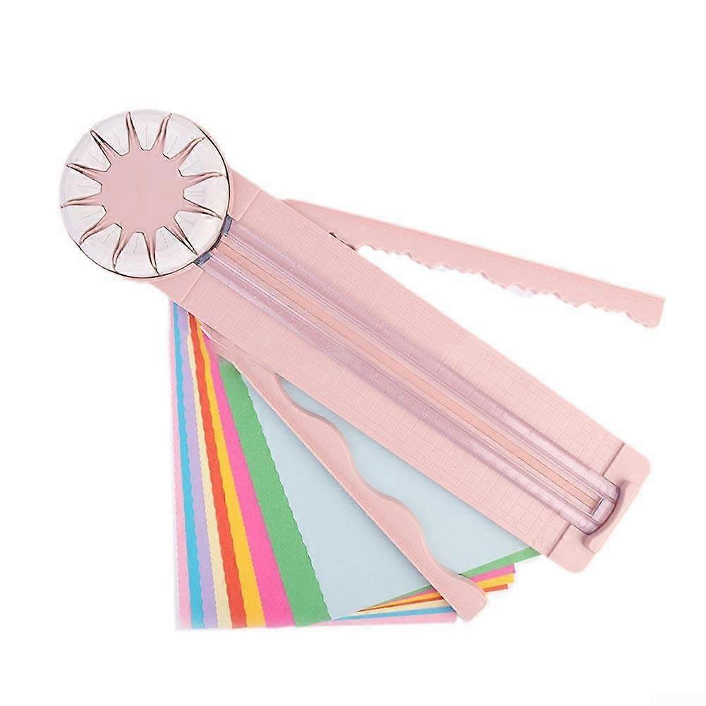 Handheld paper cutter for precise cutting and trimming, ideal for scrapbooking and card making (Pink)