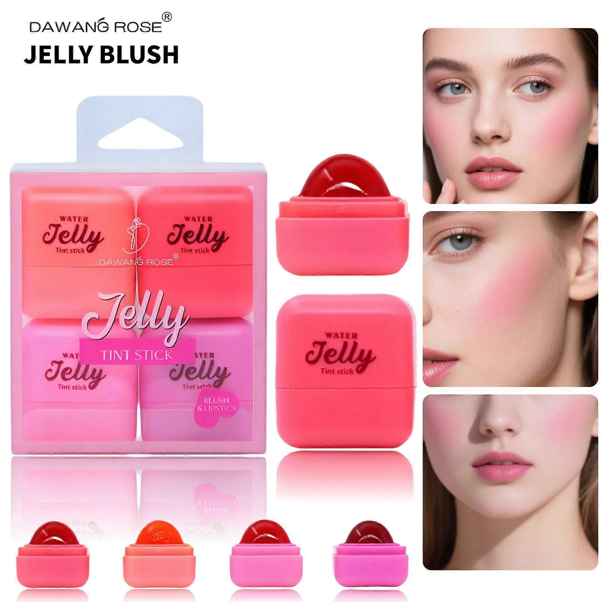 Jelly Blush/Tint, Gel Blush, 4x Long Lasting Moisturizing Jelly Long Lasting, Lightweight Buildable Cream Cheek Makeup for Women, Instant Color Hydrat
