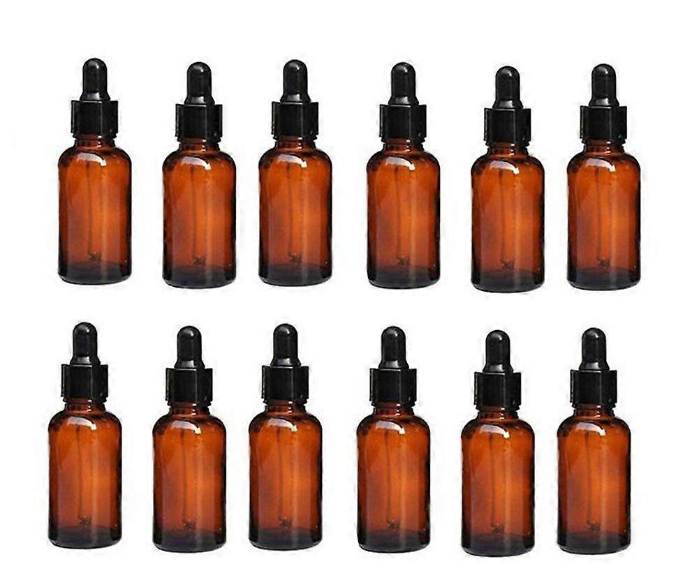 12 Refillable Amber Glass Dropper Bottles With Glass Pipettes For Essential Oils Aromatherapy Chemistry Lab 10 mL
