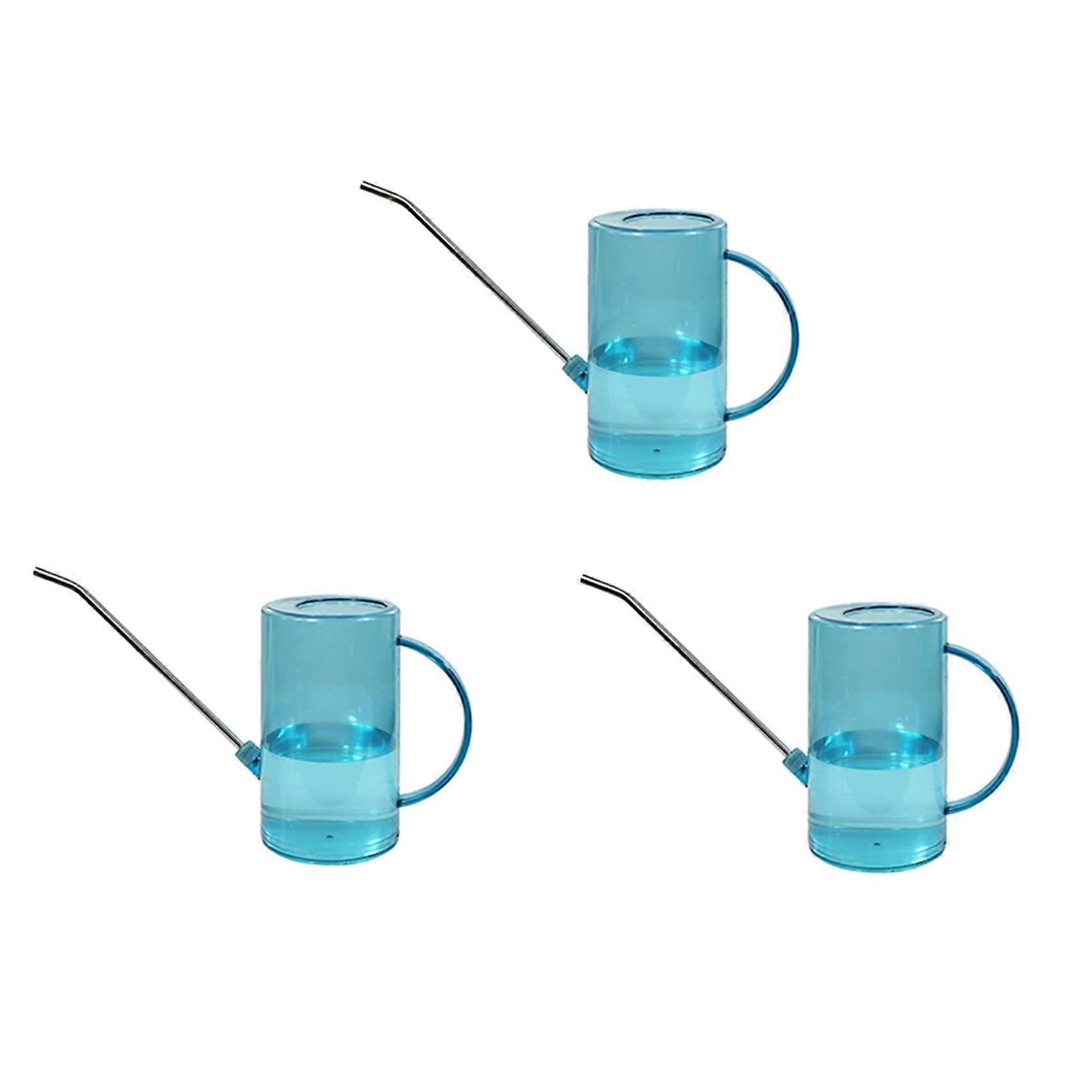Blue Watering Can Set of 3, 1.5L Capacity Watering Can with Long Spout and Leak-Proof Seal for Succulents and Indoor Plants