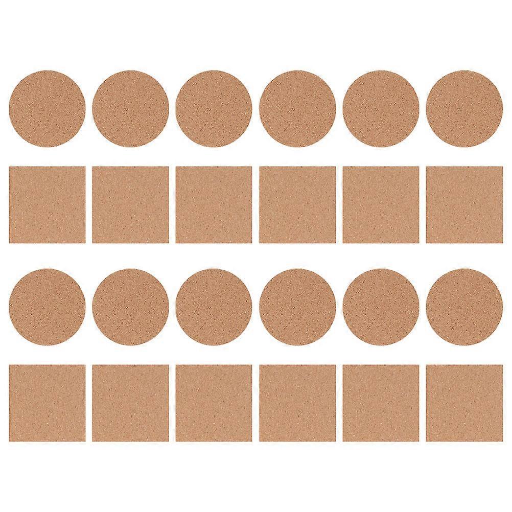DIY Cork Coasters Round and Square Self-Adhesive Noise Reduction High Temperature Resistance 3.93X3.93X0.08in 24Pcs