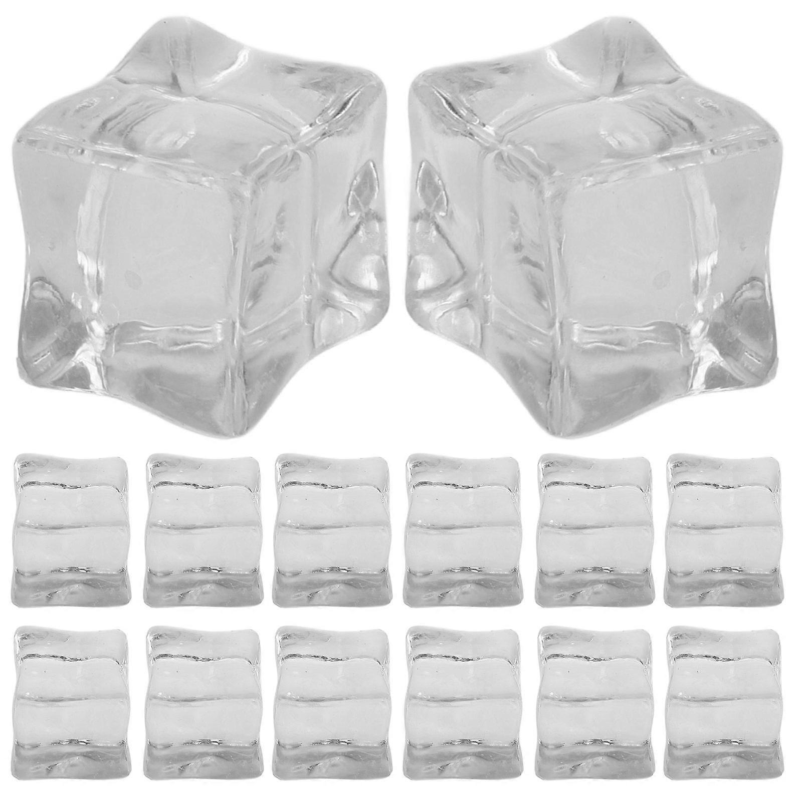 Decorative Elements Clear Fake Ice Cubes Transparent Plastic Square For Decor 20Pcs
