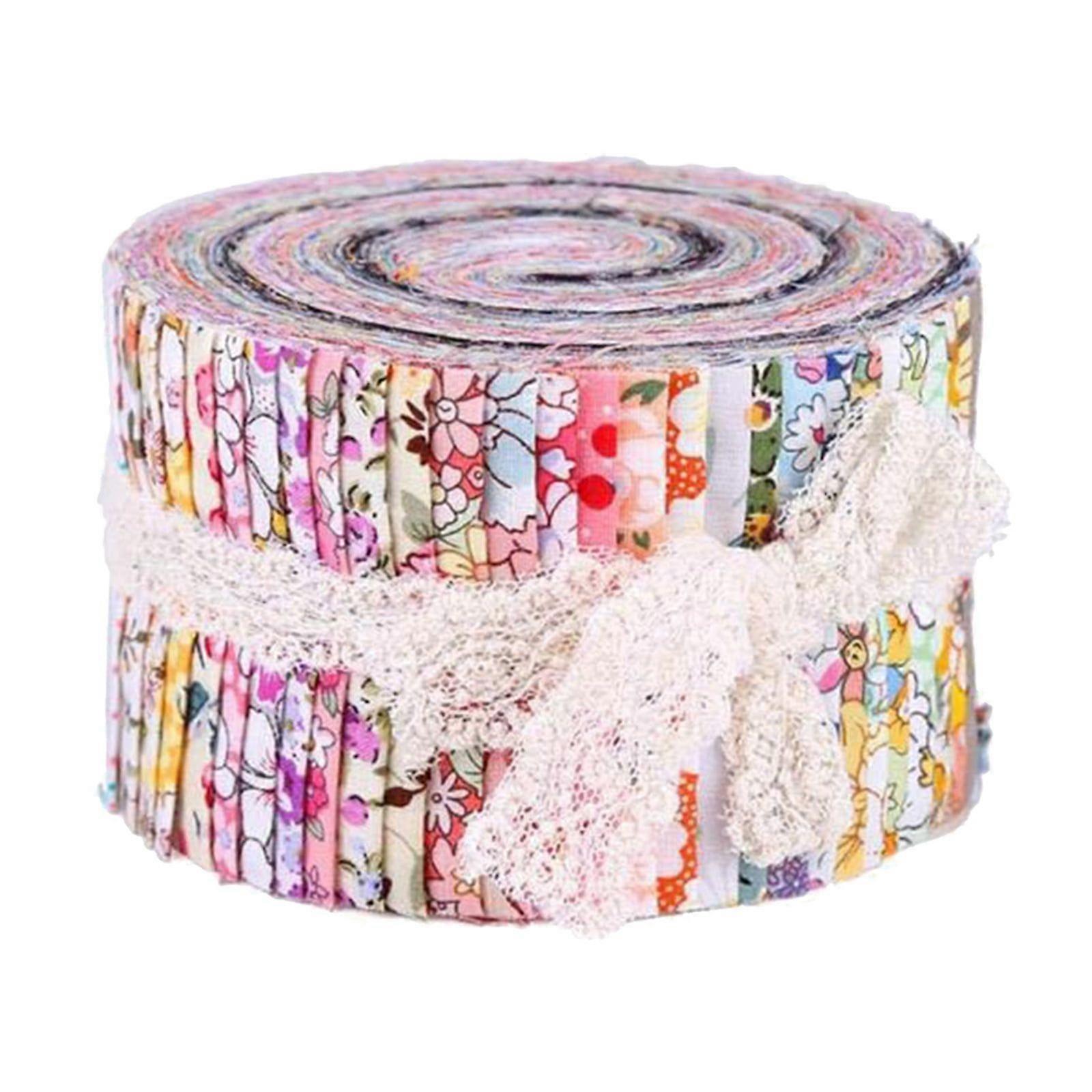 36 Pieces Jelly Fabric Roll 2.5 Inch Roll up Fabric Quilting Strips Floral Printed Craft Fabric Bundle Precut Patchwork with Assorted Patterns, Floral