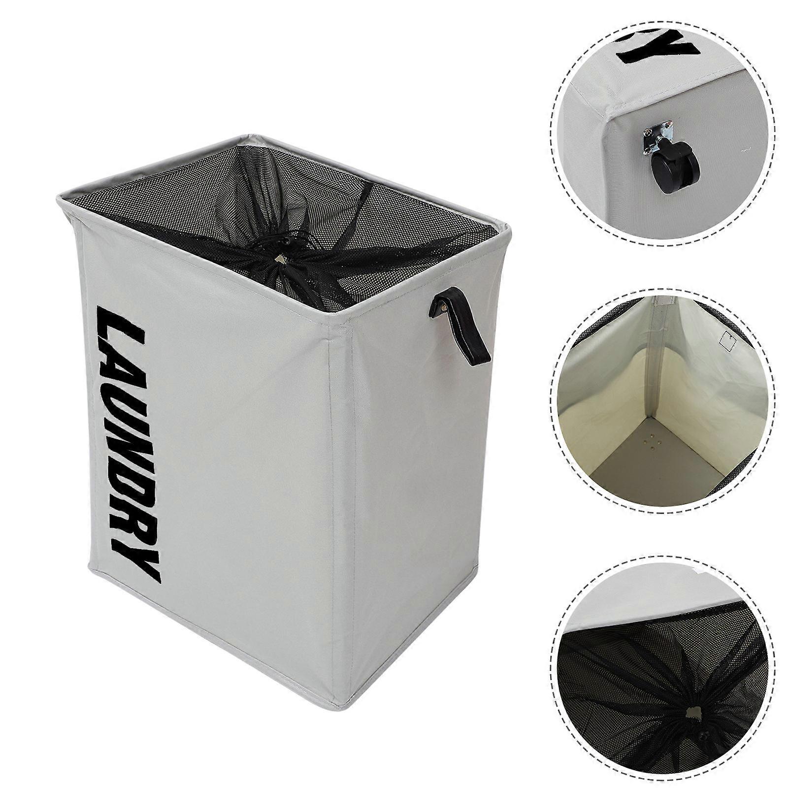 Foldable Laundry Basket With Wheels Laundry Hamper Dark Grey 40X32X59CM ABS Material 1Pc
