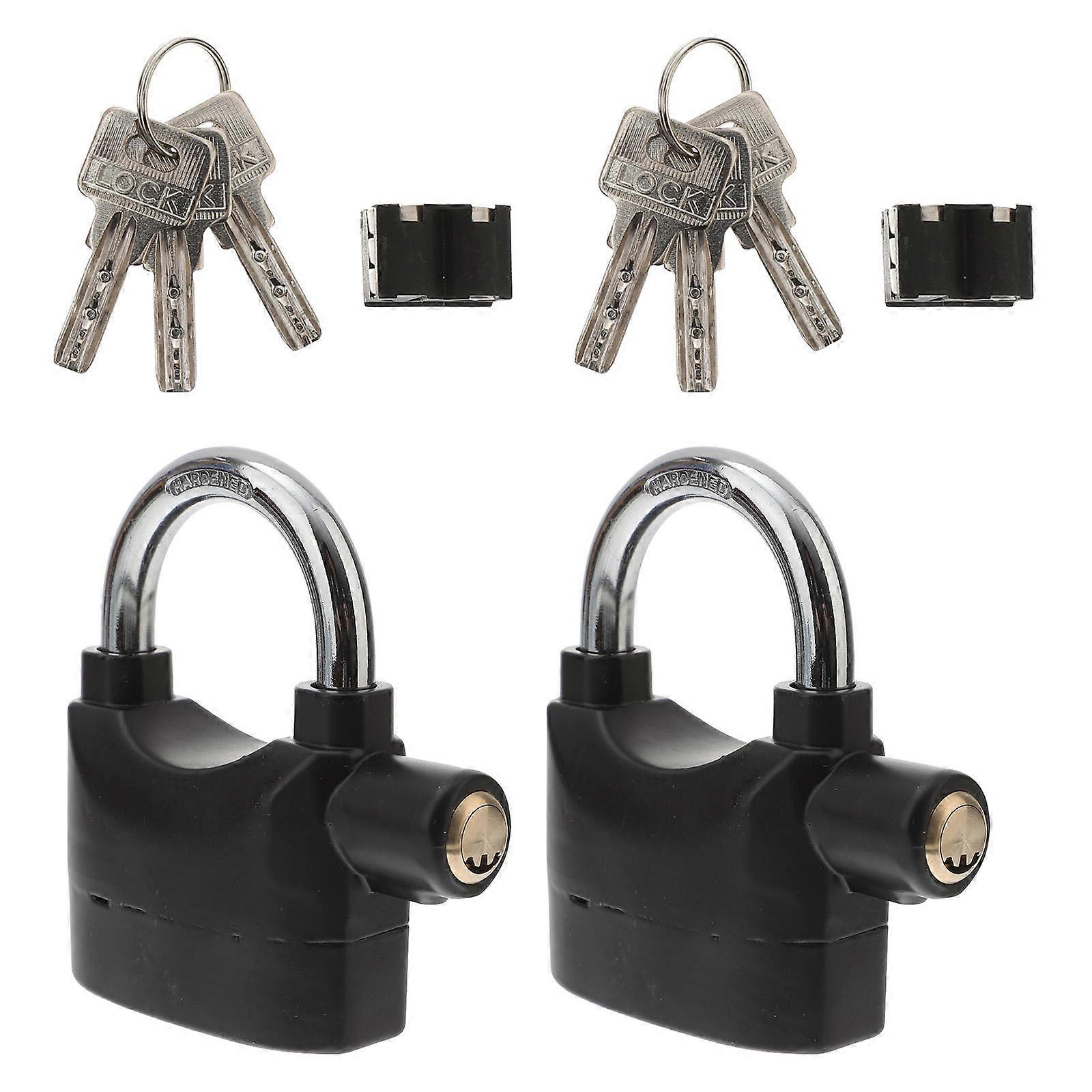 2Pcs Universal Security Alarm Bike Lock Durable U Lock (Black)